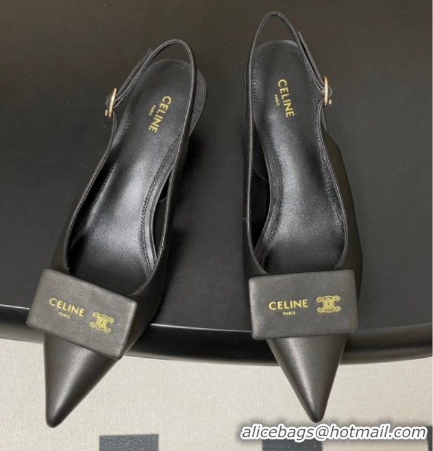 Purchase Celine Signature Slingbacks Pump 5cm in Lambskin Leather 0227003 Black 2026