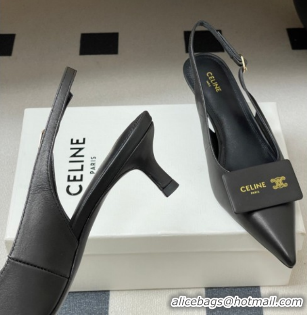 Purchase Celine Signature Slingbacks Pump 5cm in Lambskin Leather 0227003 Black 2026