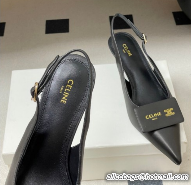 Purchase Celine Signature Slingbacks Pump 5cm in Lambskin Leather 0227003 Black 2026