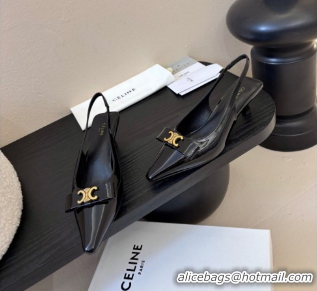 Best Grade Celine Bow Slingbacks Pump in Patent Leather 0227006 Black 2026