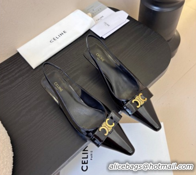 Best Grade Celine Bow Slingbacks Pump in Patent Leather 0227006 Black 2026