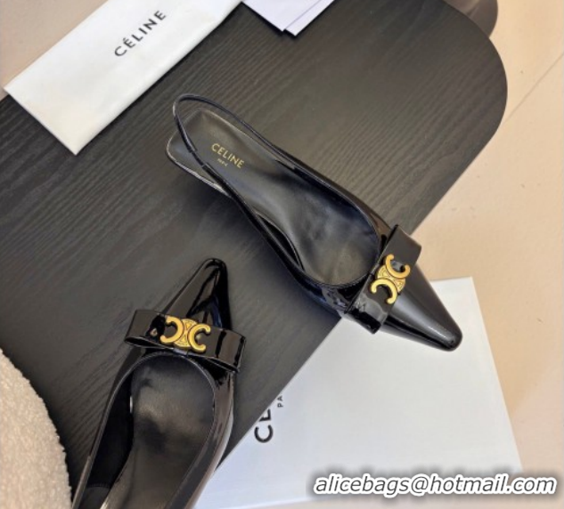 Best Grade Celine Bow Slingbacks Pump in Patent Leather 0227006 Black 2026