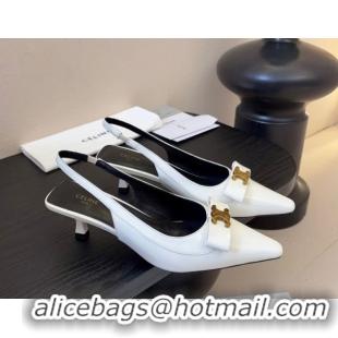 Classic Hot Celine Bow Slingbacks Pump in Patent Leather 0227008 White 2026