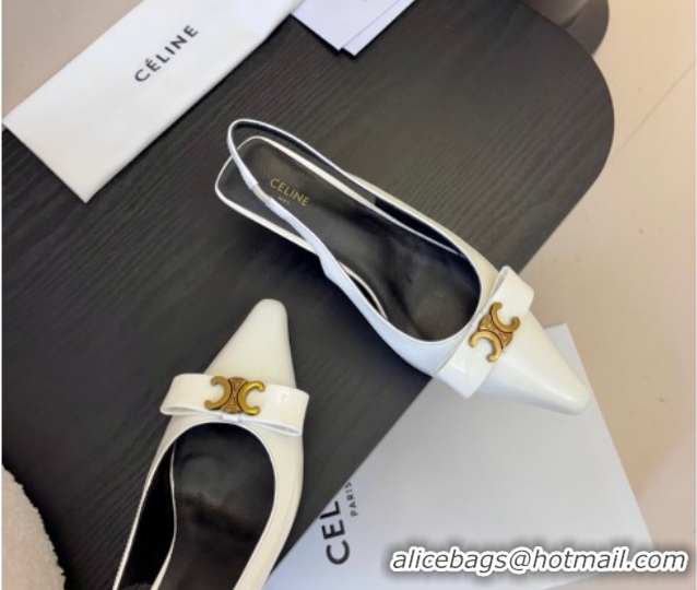 Classic Hot Celine Bow Slingbacks Pump in Patent Leather 0227008 White 2026
