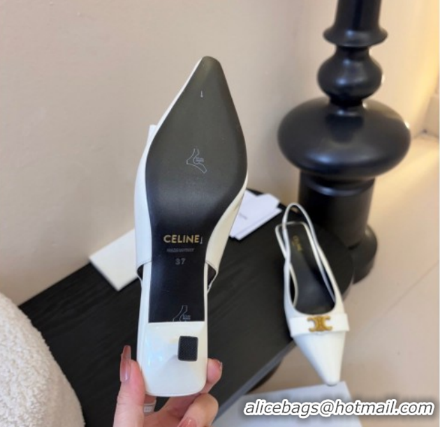 Classic Hot Celine Bow Slingbacks Pump in Patent Leather 0227008 White 2026