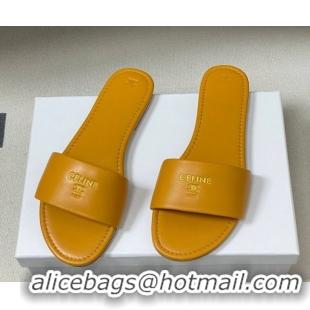 Low Cost Celine Coast Flat Slides Sandal in Lambskin Leather Orange 0227009 2026