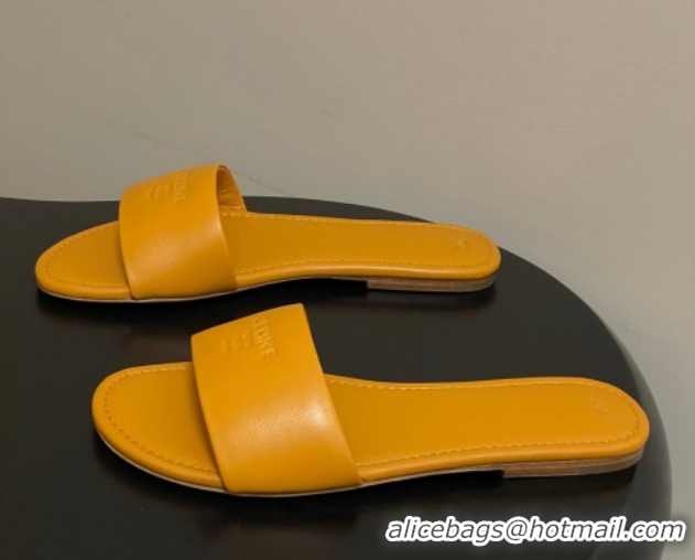 Low Cost Celine Coast Flat Slides Sandal in Lambskin Leather Orange 0227009 2026