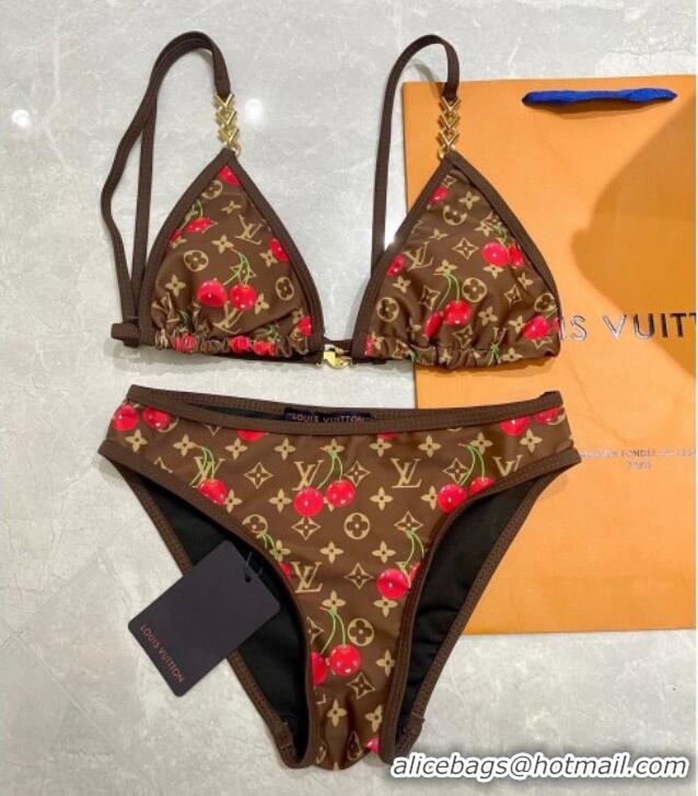 ​Inexpensive Louis Vuitton LV x TM Cerise Cherry Bikini Set 0721 Brown 2025