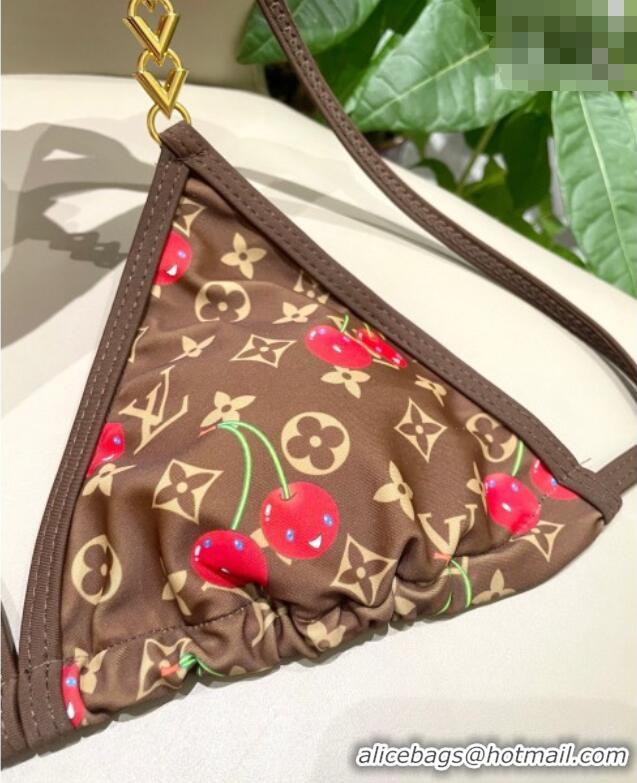 ​Inexpensive Louis Vuitton LV x TM Cerise Cherry Bikini Set 0721 Brown 2025