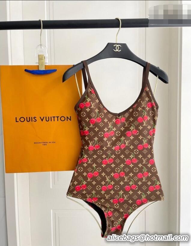 Super Quality Louis Vuitton LV x TM Cerise Cherry Swimsuit 1AHIBU Brown 2025