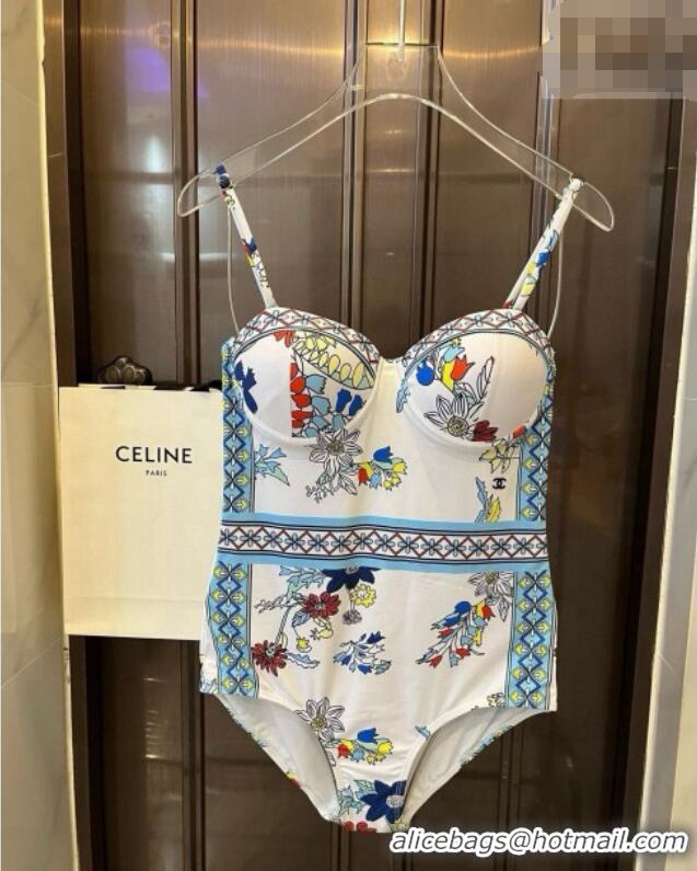 ​Top Design Chanel Printed Swimsuit 0723 White 2025