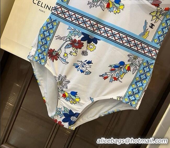 ​Top Design Chanel Printed Swimsuit 0723 White 2025