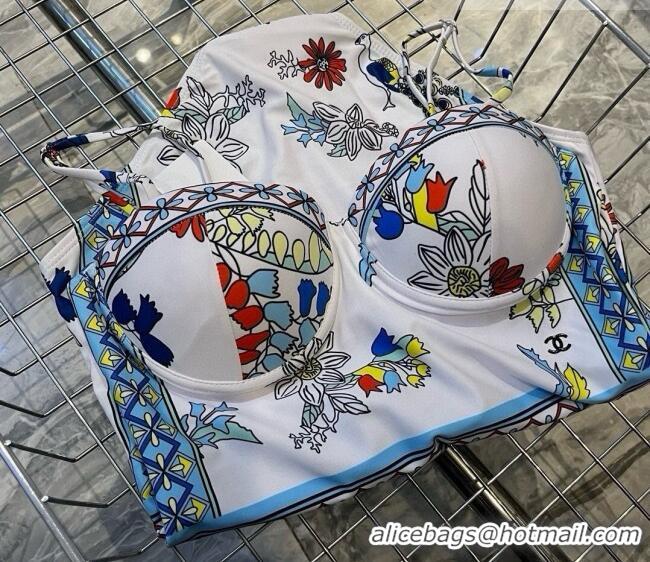 ​Top Design Chanel Printed Swimsuit 0723 White 2025