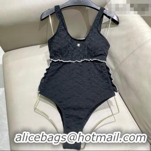 ​Classic Cheapest Chanel CC Allover Swimsuit 0723 Black 2025