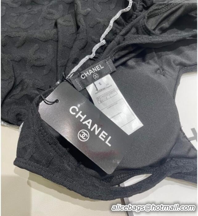 ​Classic Cheapest Chanel CC Allover Swimsuit 0723 Black 2025