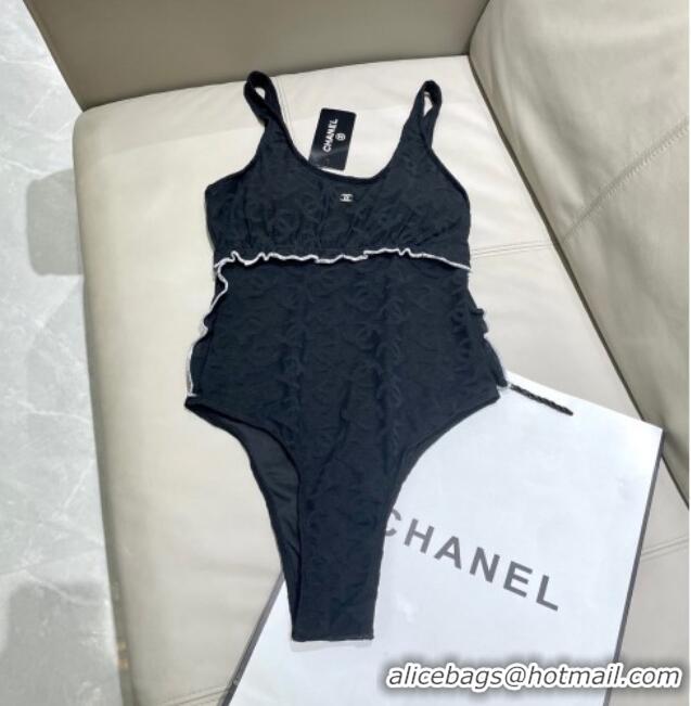 ​Classic Cheapest Chanel CC Allover Swimsuit 0723 Black 2025