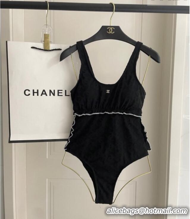 ​Classic Cheapest Chanel CC Allover Swimsuit 0723 Black 2025