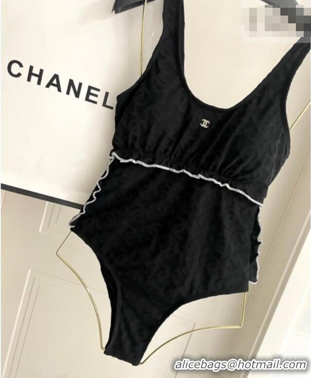 ​Classic Cheapest Chanel CC Allover Swimsuit 0723 Black 2025