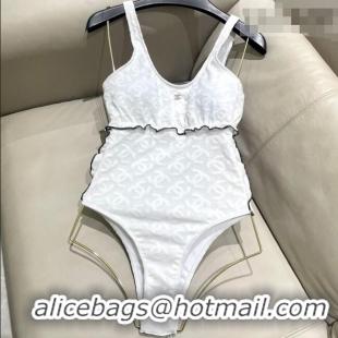 Pretty Style Chanel CC Allover Swimsuit 0723 White 2025