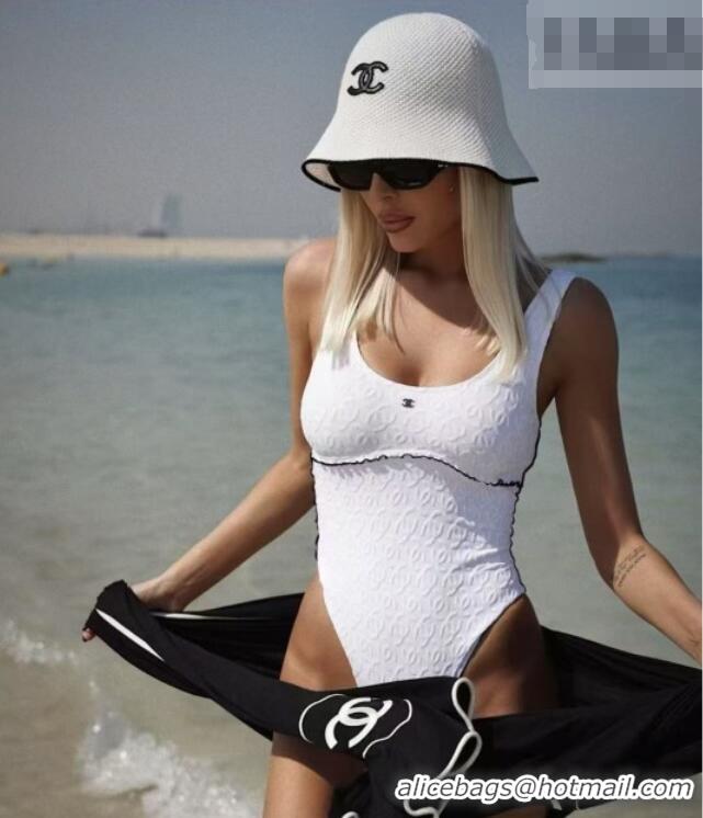 Pretty Style Chanel CC Allover Swimsuit 0723 White 2025