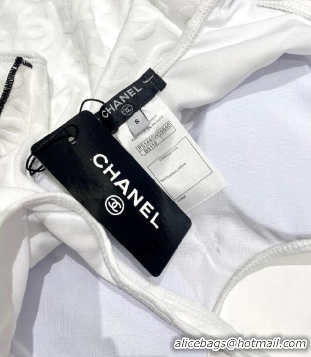Pretty Style Chanel CC Allover Swimsuit 0723 White 2025