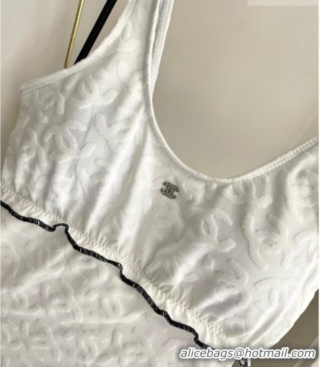 Pretty Style Chanel CC Allover Swimsuit 0723 White 2025