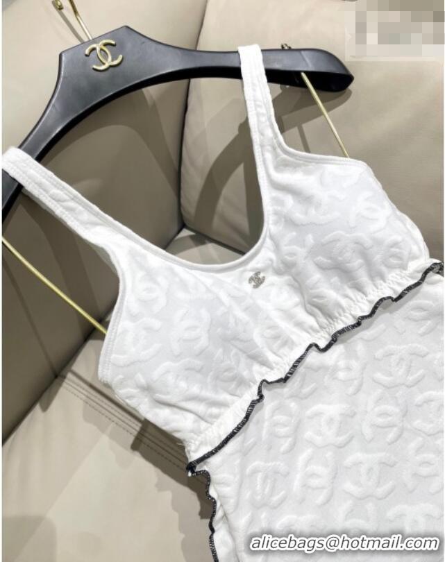 Pretty Style Chanel CC Allover Swimsuit 0723 White 2025