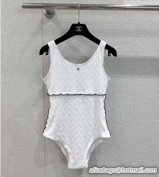 Pretty Style Chanel CC Allover Swimsuit 0723 White 2025
