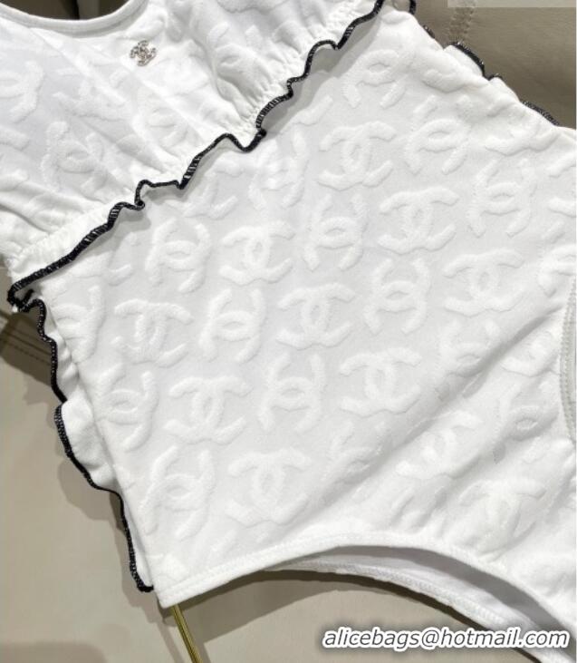 Pretty Style Chanel CC Allover Swimsuit 0723 White 2025