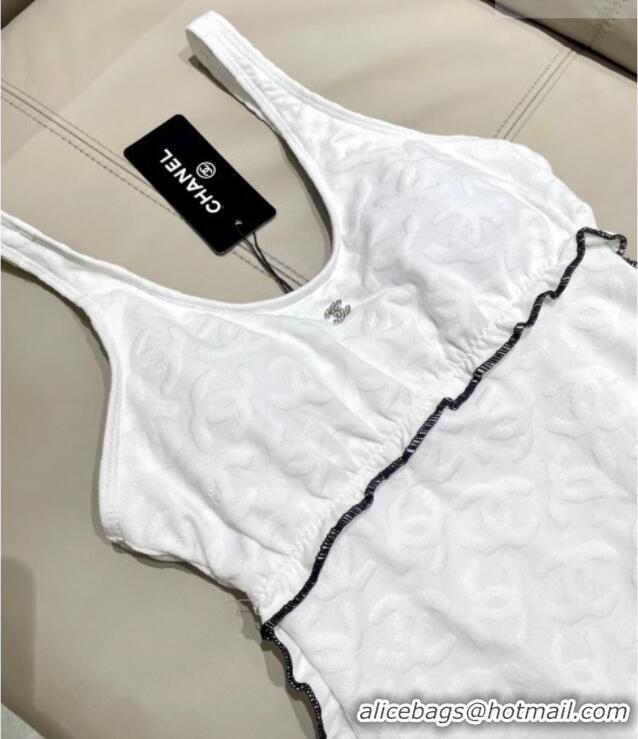 Pretty Style Chanel CC Allover Swimsuit 0723 White 2025