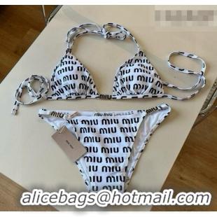 Super Quality Miu Miu Logo Allover Bikini 0723 Black/White 2025