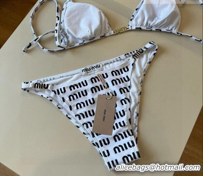 Super Quality Miu Miu Logo Allover Bikini 0723 Black/White 2025