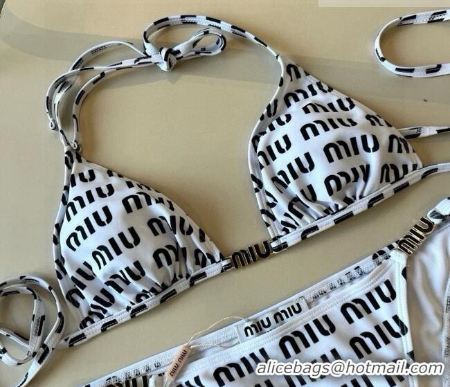 Super Quality Miu Miu Logo Allover Bikini 0723 Black/White 2025