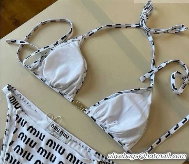 Super Quality Miu Miu Logo Allover Bikini 0723 Black/White 2025