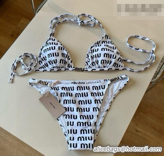Super Quality Miu Miu Logo Allover Bikini 0723 Black/White 2025