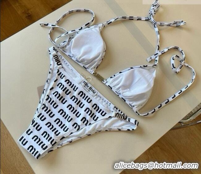 Super Quality Miu Miu Logo Allover Bikini 0723 Black/White 2025