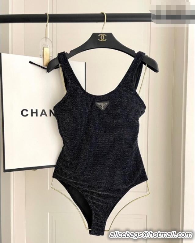 ​Top Grade Prada Shiny Swimsuit 0723 Black 2025