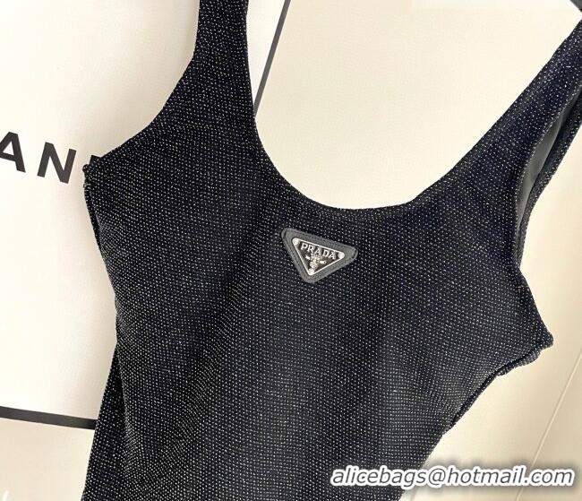 ​Top Grade Prada Shiny Swimsuit 0723 Black 2025