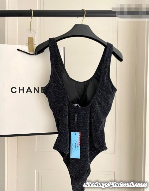 ​Top Grade Prada Shiny Swimsuit 0723 Black 2025