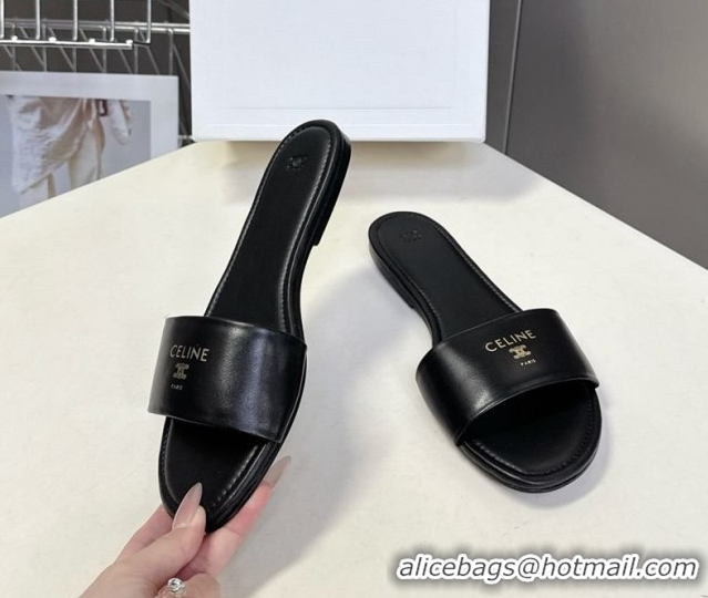 Grade Quality Celine Coast Flat Slides Sandal in Lambskin Leather 0227010 Black 2026