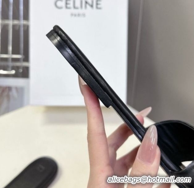 Grade Quality Celine Coast Flat Slides Sandal in Lambskin Leather 0227010 Black 2026