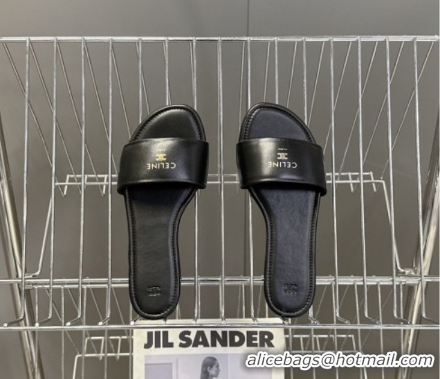 Grade Quality Celine Coast Flat Slides Sandal in Lambskin Leather 0227010 Black 2026