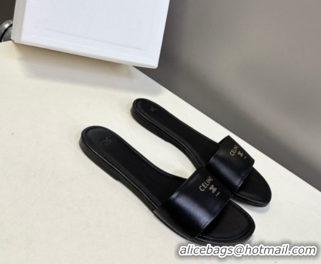 Grade Quality Celine Coast Flat Slides Sandal in Lambskin Leather 0227010 Black 2026