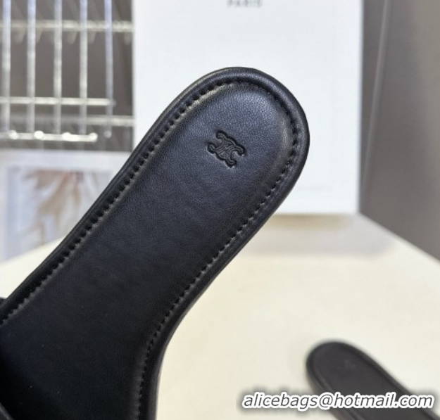 Grade Quality Celine Coast Flat Slides Sandal in Lambskin Leather 0227010 Black 2026