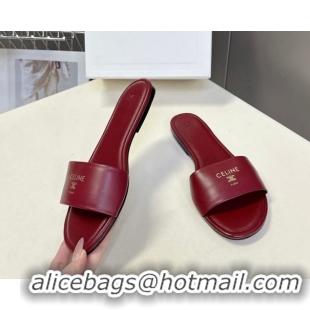 Discount Celine Coast Flat Slides Sandal in Lambskin Leather 0227011 Red 2026