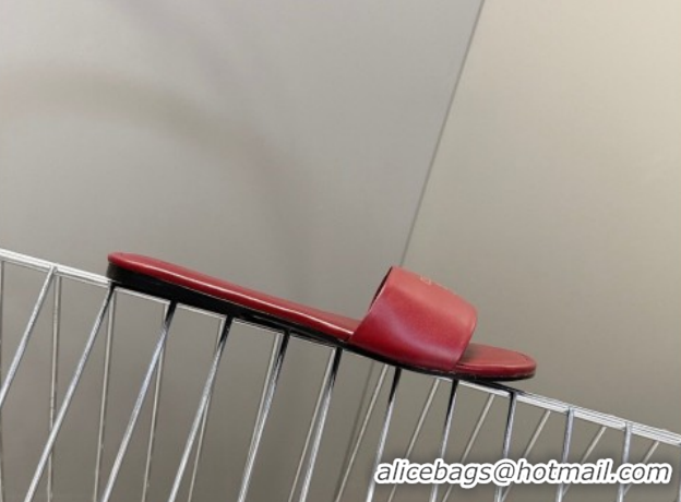 Discount Celine Coast Flat Slides Sandal in Lambskin Leather 0227011 Red 2026