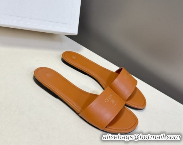 Charming Celine Coast Flat Slides Sandal in Lambskin Leather Sahara 0227012 2026