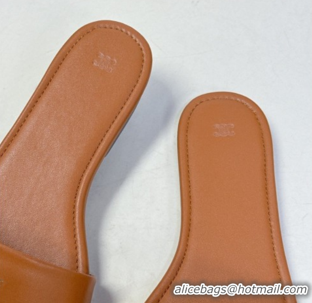 Charming Celine Coast Flat Slides Sandal in Lambskin Leather Sahara 0227012 2026