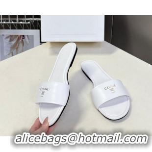 Top Grade Celine Coast Flat Slides Sandal in Lambskin Leather 0227014 White 2026