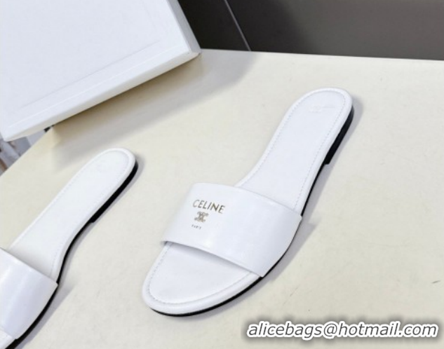 Top Grade Celine Coast Flat Slides Sandal in Lambskin Leather 0227014 White 2026